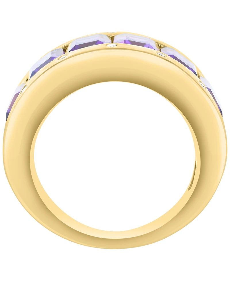 Effy Collection Amethyst (5-5/8 ct. t.w.) and Diamond Ring (1/20 ct. t.w.) in 14k Yellow Gold over Silver