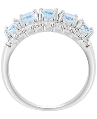 Effy Collection Aquamarine (2-1/4 ct. t.w.) and White Zircon Ring (1 ct. t.w.) in Sterling Silver