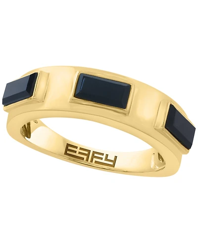 Effy Collection Onyx Ring in 14k Yellow Gold Over Silver
