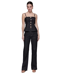 Avec Les Filles Women's Square Neck Peplum Top