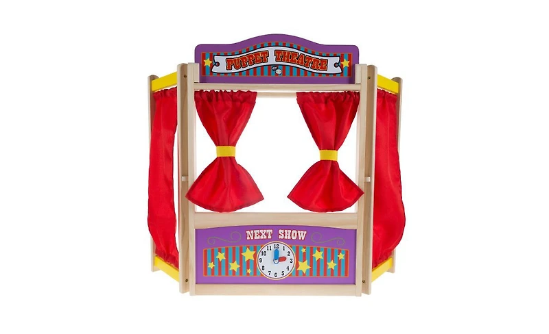 Hey Play Wooden Tabletop Puppet Theater for Kids