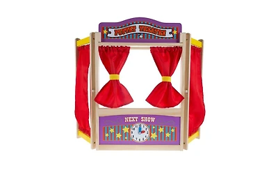 Hey Play Wooden Tabletop Puppet Theater for Kids