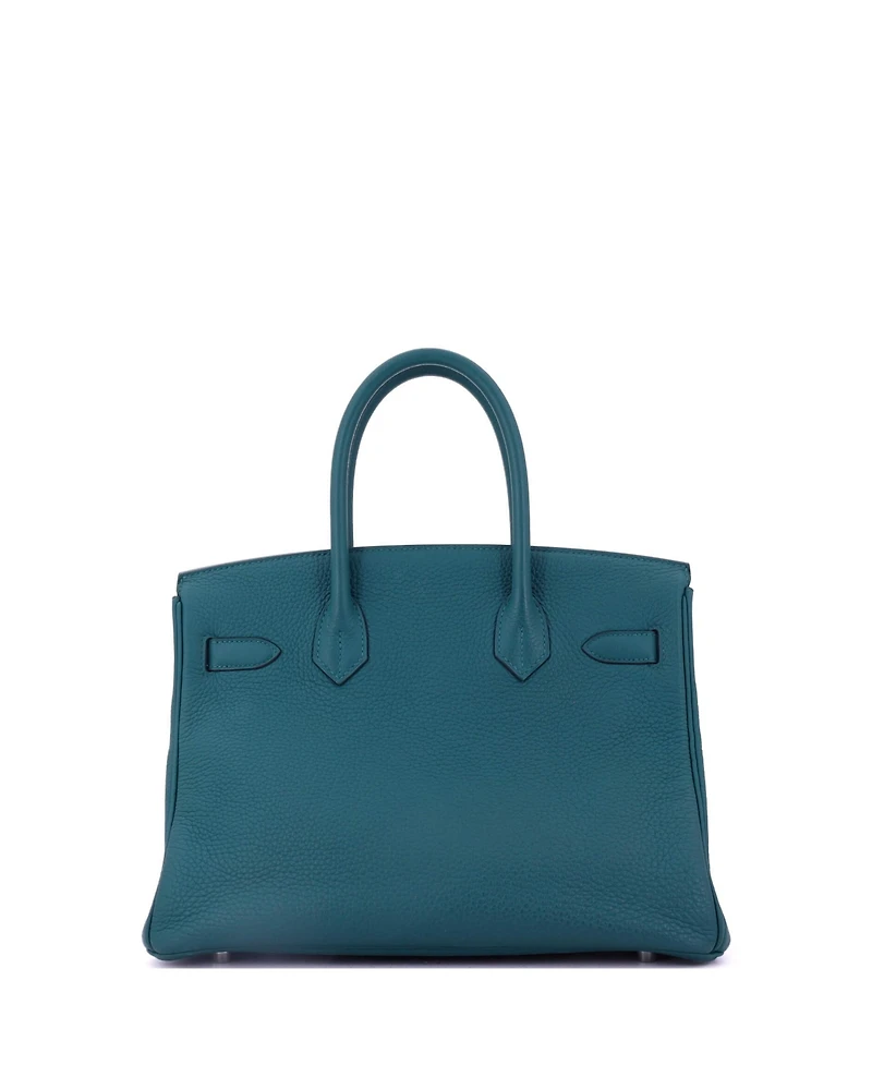 Pre-Owned Hermes Birkin 25 Handbag Green Togo with Palladium Hardware
