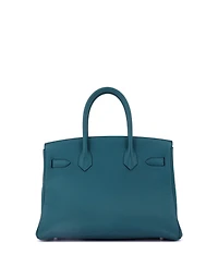 Pre-Owned Hermes Birkin 25 Handbag Green Togo with Palladium Hardware