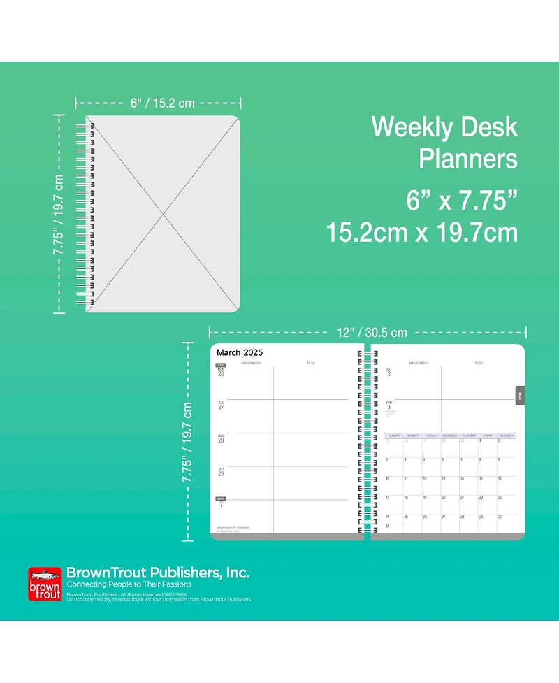 Bonnie Marcus Official | 2026 6 x 7.75 Inch Weekly Desk Planner | Foil Stamped Cover