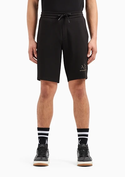 A|X Armani Exchange Men's Metallic Logo-Print 9" Drawstring Shorts