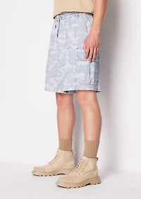 A|X Armani Exchange Men's Tonal Camouflage Drawstring Denim Cargo Shorts