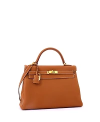 Pre-Owned HERMES Kelly 32 Handbag Brown Togo with Gold Hardware