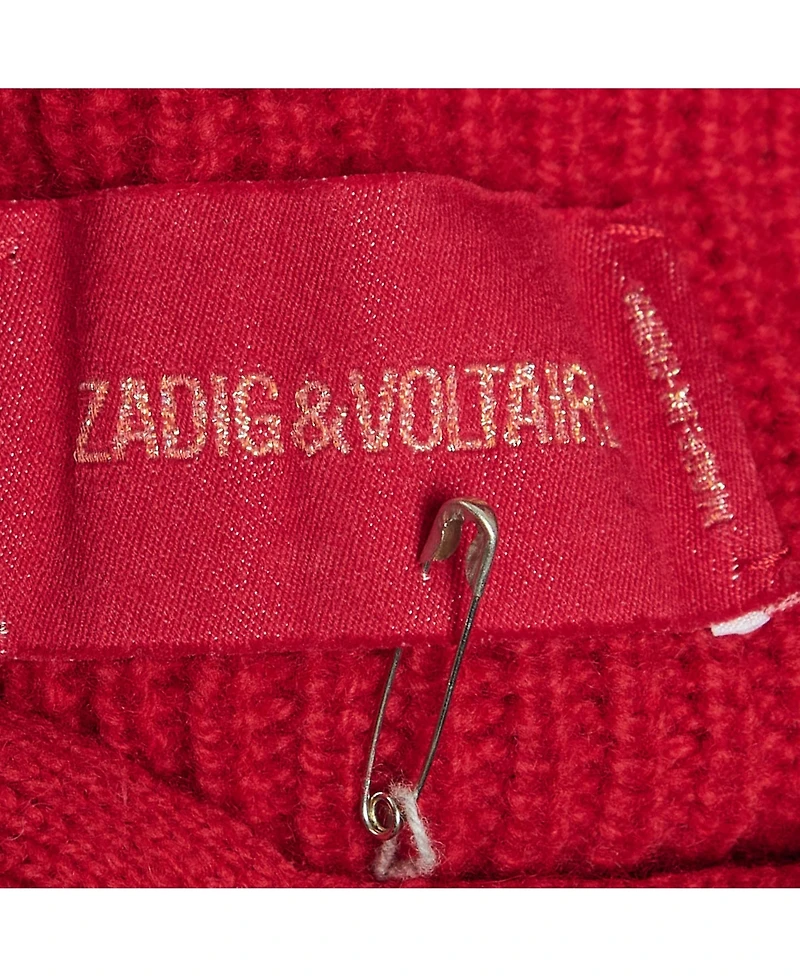 Pre-Owned Zadig & Voltaire Women's Pre-Owned Zadig and Voltaire Red Rib Knit Lace-Up Kassy Lc Sweater