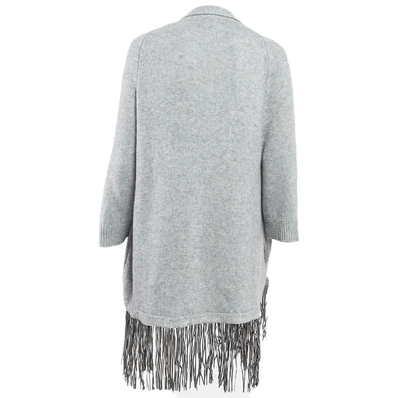 Pre-Owned Zadig & Voltaire Women's Pre-Owned Zadig and Voltaire Delux Grey Cashmere Knit Open Front Fringed Cardigan