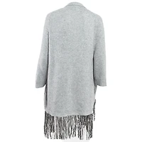 Pre-Owned Zadig & Voltaire Women's Pre-Owned Zadig and Voltaire Delux Grey Cashmere Knit Open Front Fringed Cardigan