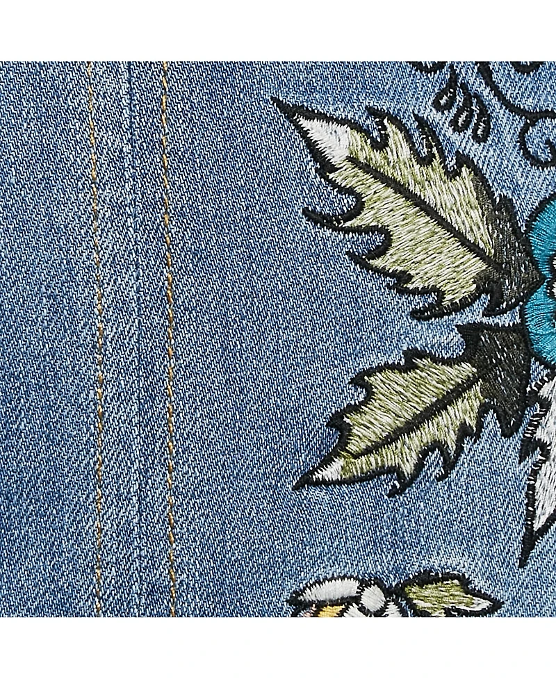 Pre-Owned Zadig & Voltaire Women's Blue Embroidred Denim Jamille Brode Deluxe Knee-Length Skirt