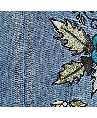 Pre-Owned Zadig & Voltaire Women's Blue Embroidred Denim Jamille Brode Deluxe Knee-Length Skirt