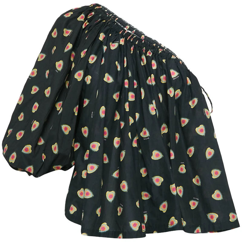 Pre-Owned Zadig & Voltaire Women's Hearts Print Cotton One Shoulder Coeur Top