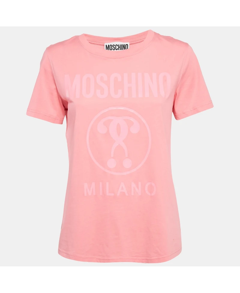 Pre-Owned Moschino Women's Couture Pink Logo Print Jersey T-Shirt