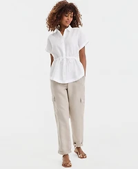 Charter Club Women's 100% Linen Drawstring-Waist Top, Macy's Exclusive