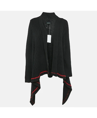 Pre-Owned Zadig & Voltaire Women's Black Rib Knit Open Front Cambi Cardigan One