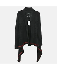 Pre-Owned Zadig & Voltaire Women's Black Rib Knit Open Front Cambi Cardigan One