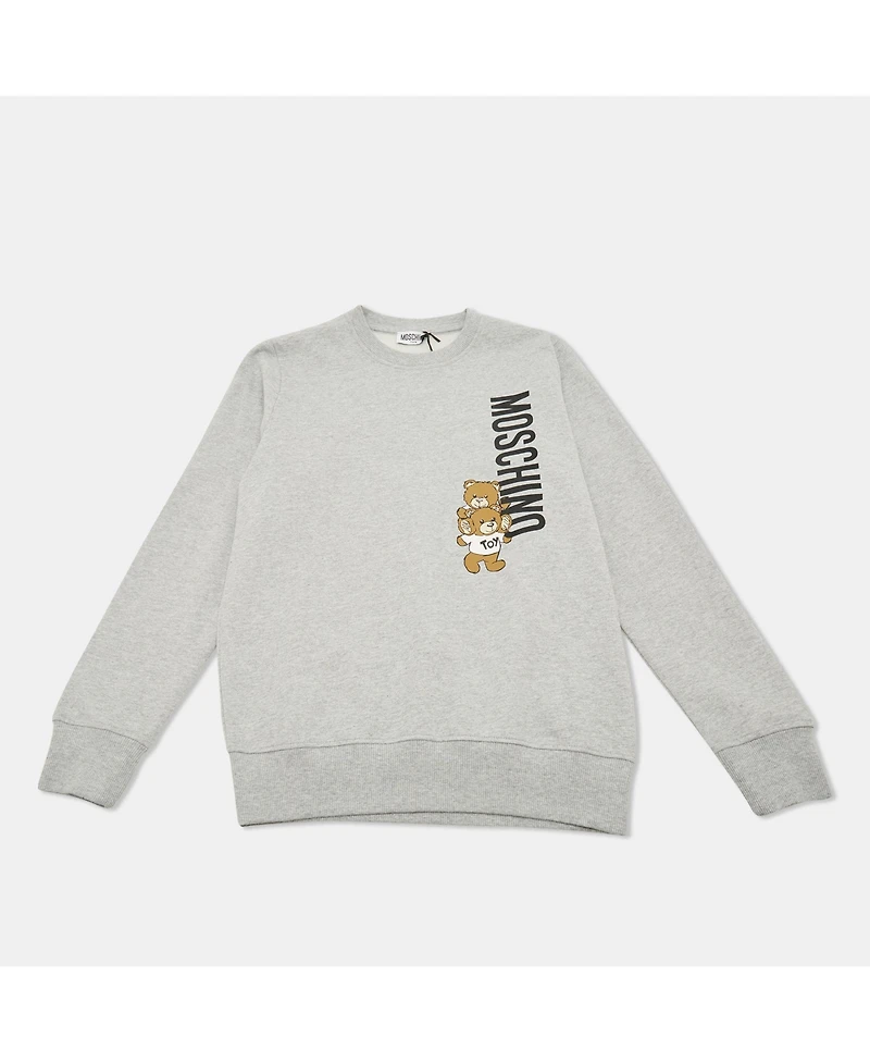 Pre-Owned Moschino Women's Teen Grey Teddy Print Cotton Crewneck Sweatshirt