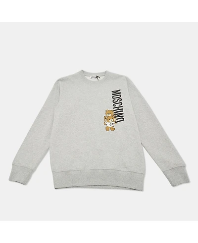 Pre-Owned Moschino Women's Teen Grey Teddy Print Cotton Crewneck Sweatshirt