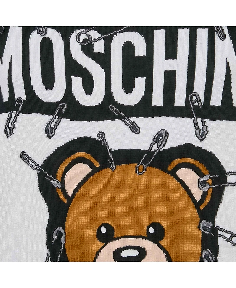 Pre-Owned Moschino Women's Couture White Teddy Print Cotton Crewneck Sweatshirt