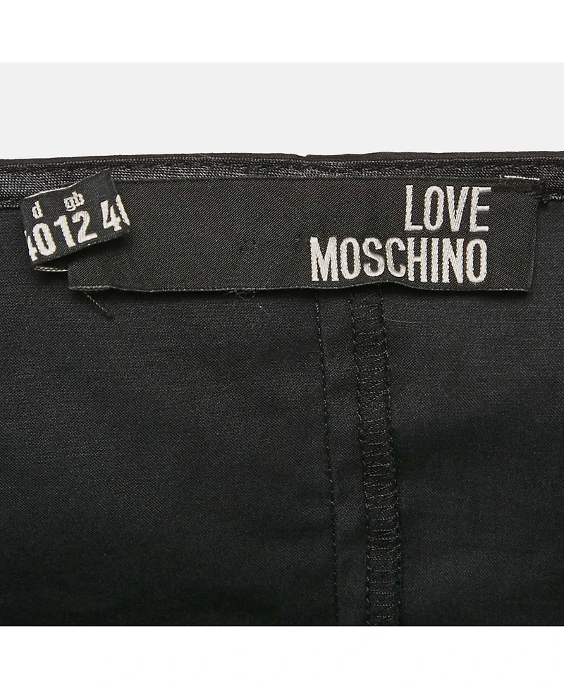 Pre-Owned Love Moschino Women's Black Cotton Metal Embellished Short Dress