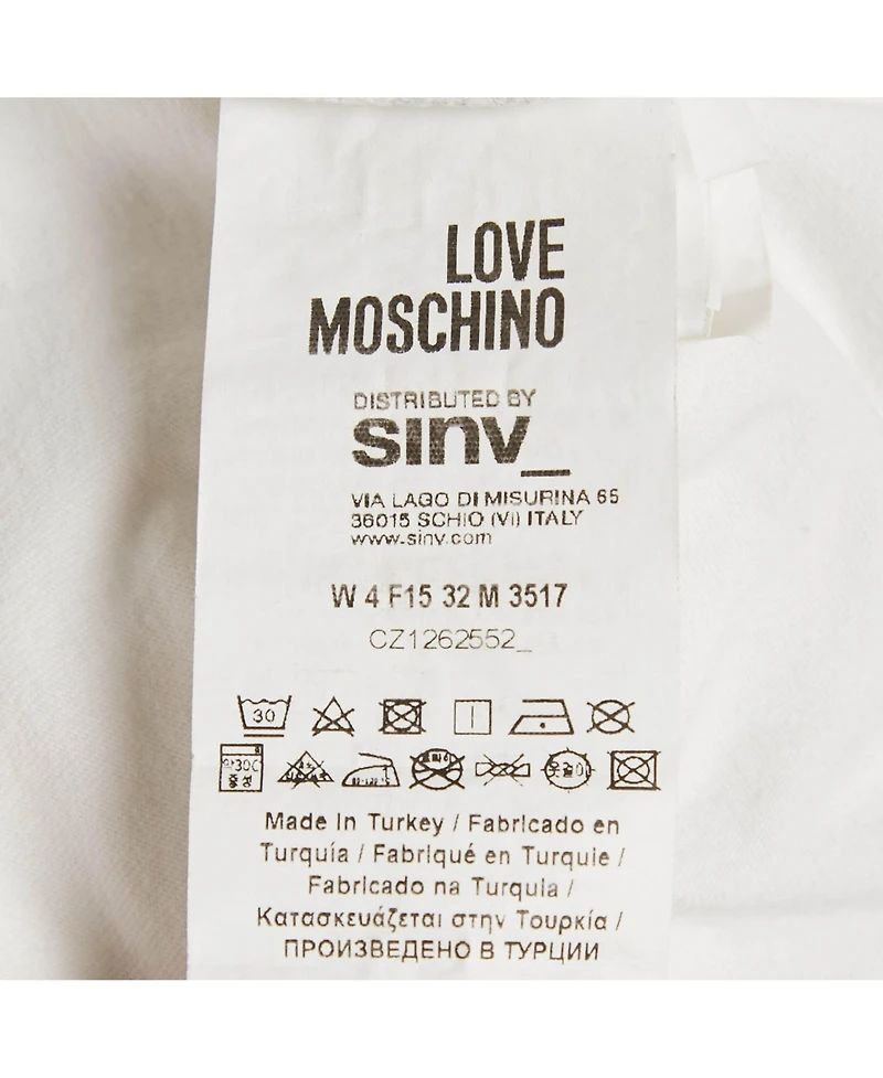 Pre-Owned Love Moschino Women's Blue Striped Denim Button Front Shirt