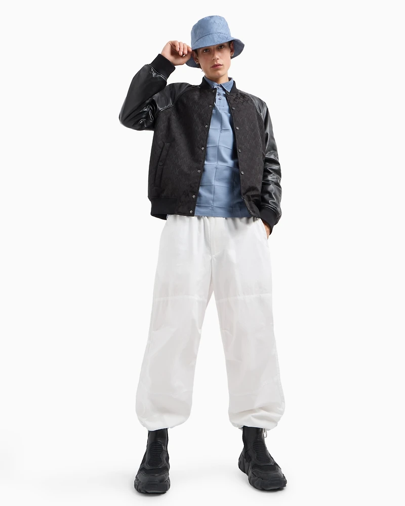 A|X Armani Exchange Men's Short Sleeve Large Grid Pattern Polo Shirt