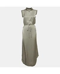 Pre-Owned Zadig & Voltaire Women's Grey Satin Belted Raos Maxi Dress