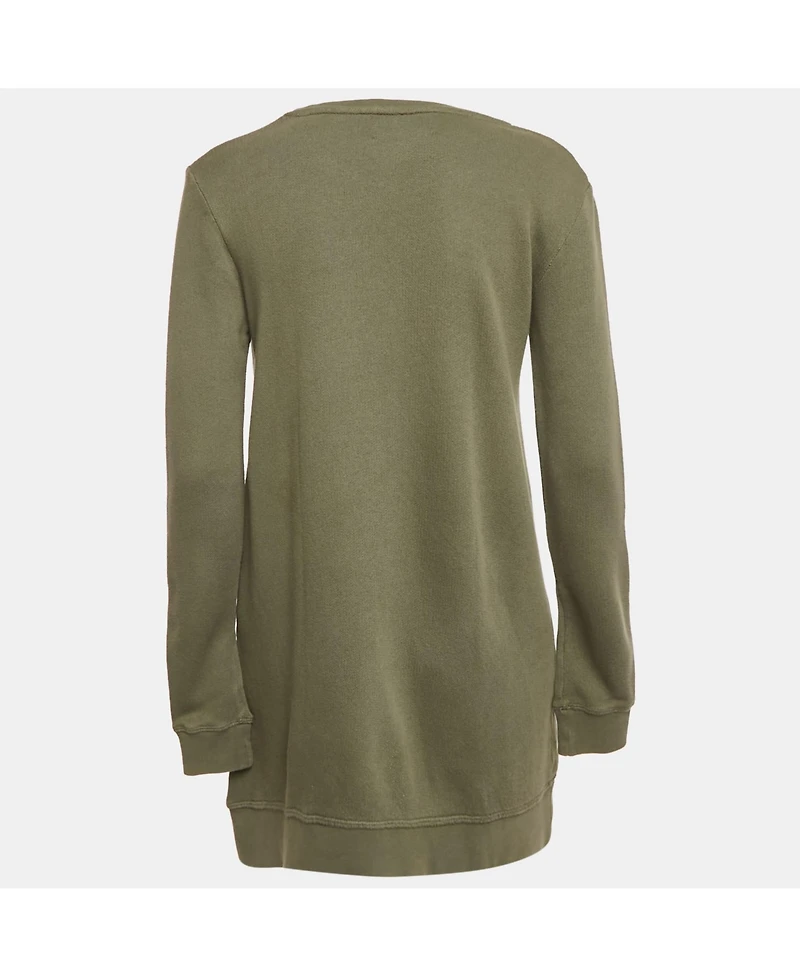 Pre-Owned Zadig & Voltaire Women's Sage Green Skull Embellished Cotton Anael Tunic Sweater