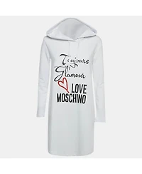 Pre-Owned Love Moschino Women's White Printed Cotton Hoodie Dress