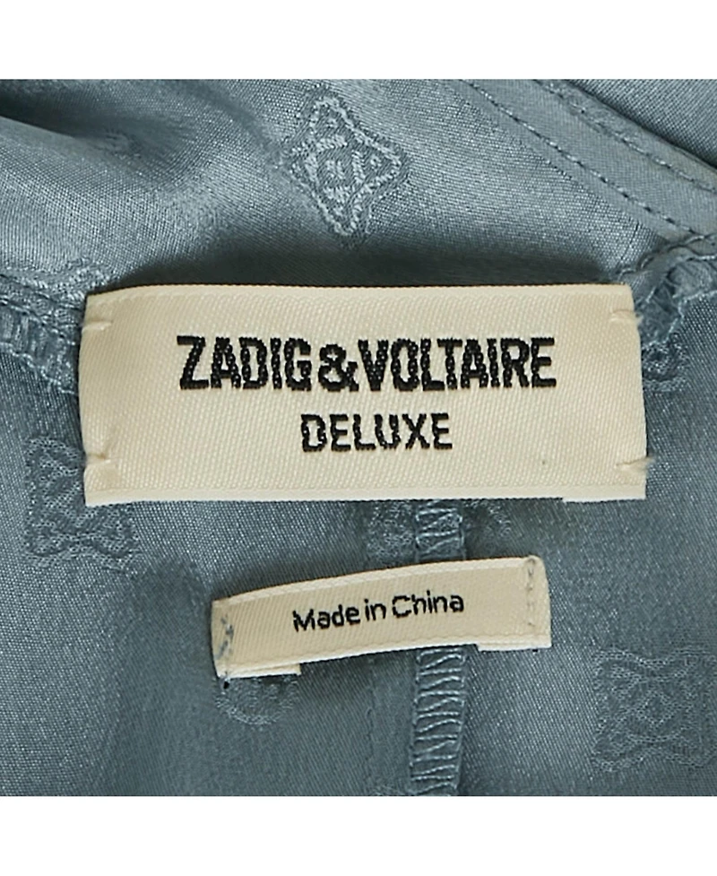Pre-Owned Zadig & Voltaire Women's Slate Blue Patterned Silk High Low Maxi Dress