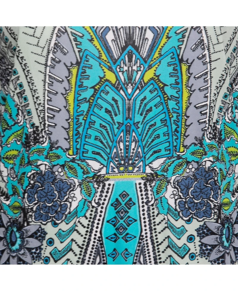 Pre-Owned Roberto Cavalli Women's Multicolor Printed Jersey Lace Trimmed Top