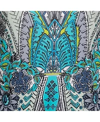 Pre-Owned Roberto Cavalli Women's Multicolor Printed Jersey Lace Trimmed Top