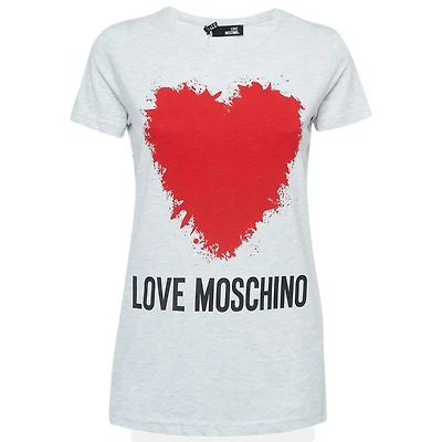 Pre-Owned Love Moschino Women's Logo Print Cotton Crew Neck T-Shirt