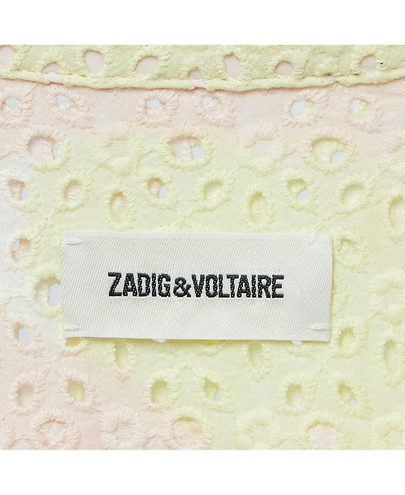 Pre-Owned Zadig & Voltaire Women's Pink & Yellow Eyelet Cotton Camo Dress