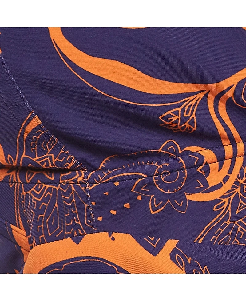 Pre-Owned Roberto Cavalli Women's Purple & Orange Printed Jersey Ruched Mini Dress