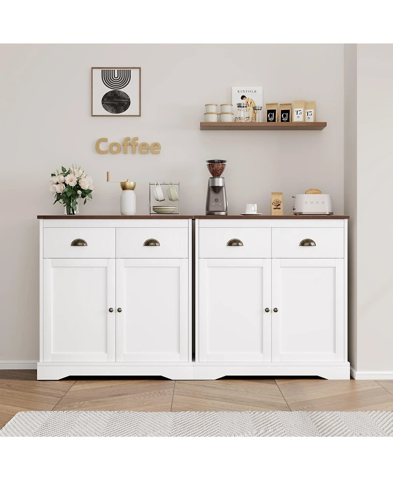 gaomon Buffet Cabinet with Storage, Kitchen Sideboard with 2 Doors and 2 Drawers, Wooden Coffee Bar Cabinet with Shelves