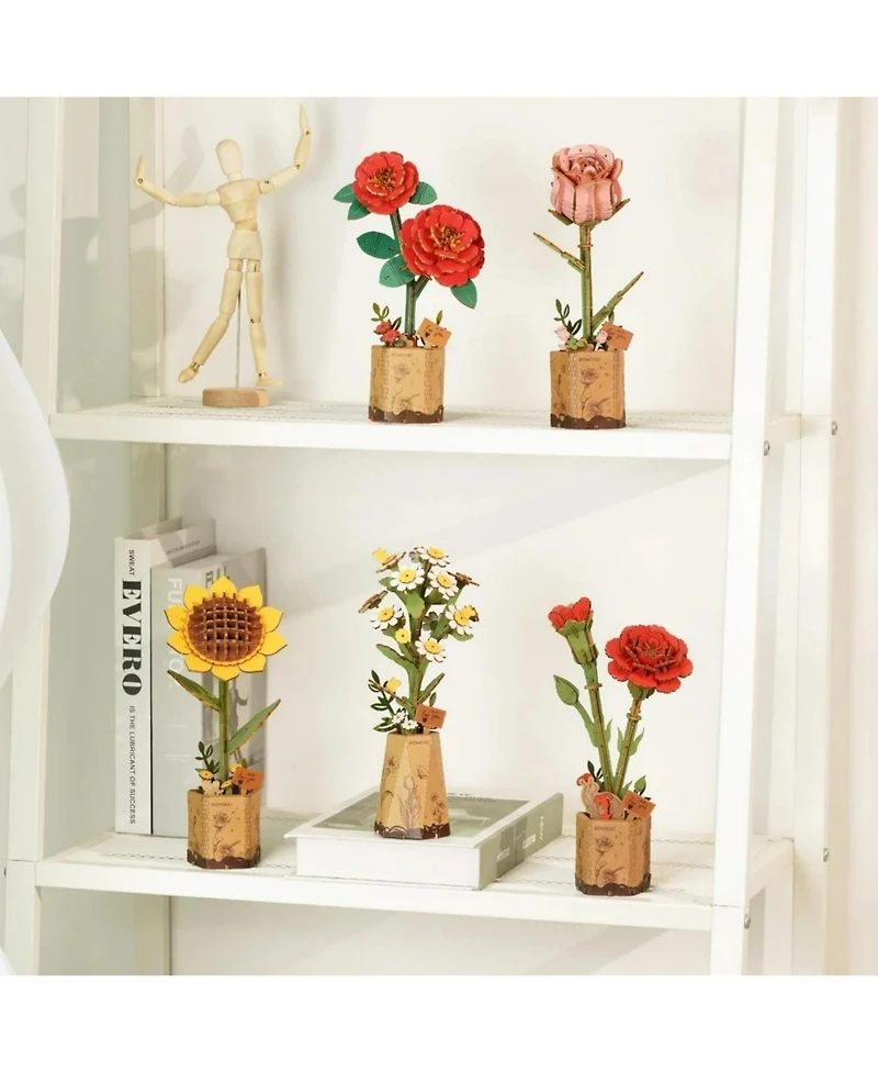 Robotime 3D Puzzle, Chamomile Diy Model Building with Exquisite Accessories, Kits Artifical Flower Toys for Girls Adults