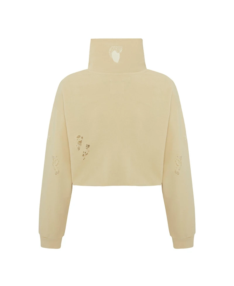 Pcfg Women's Cotton Destroyed High-Neck Sweatshirt