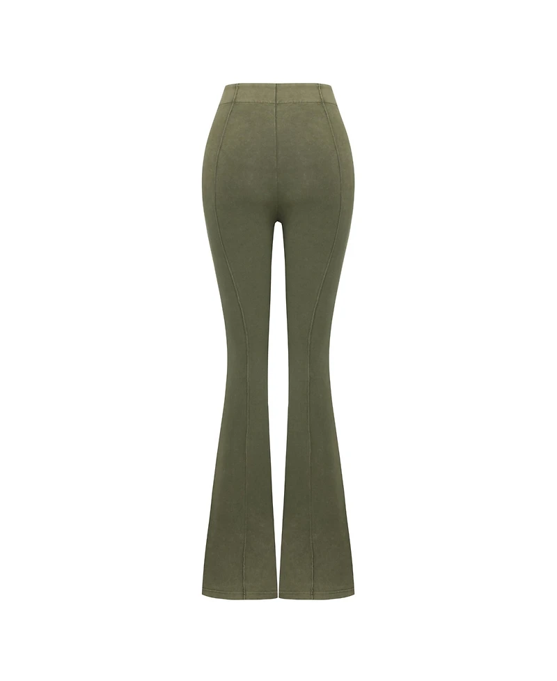 Pcfg Women's Cotton Acid Washed Flare Sweatpant
