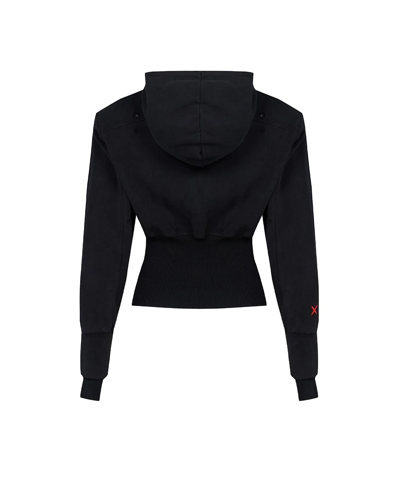 Pcfg Women's Corset Zip-Front Cotton Hooded Sweatshirt