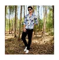 Campus Sutra Men's Powder Blue & Pale Yellow Cubic-Overlap Shirt