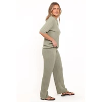 Petal and Pup Women's Yulissa Wide Ribbed Pant Set.