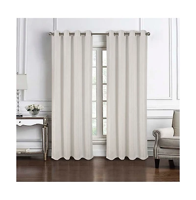 Rt Designers Collection Brookfield Jacquard High Quality Light Filtering Grommet Curtain Panel 54" x 90" White