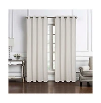 Rt Designers Collection Brookfield Jacquard High Quality Light Filtering Grommet Curtain Panel 54" x 90" White