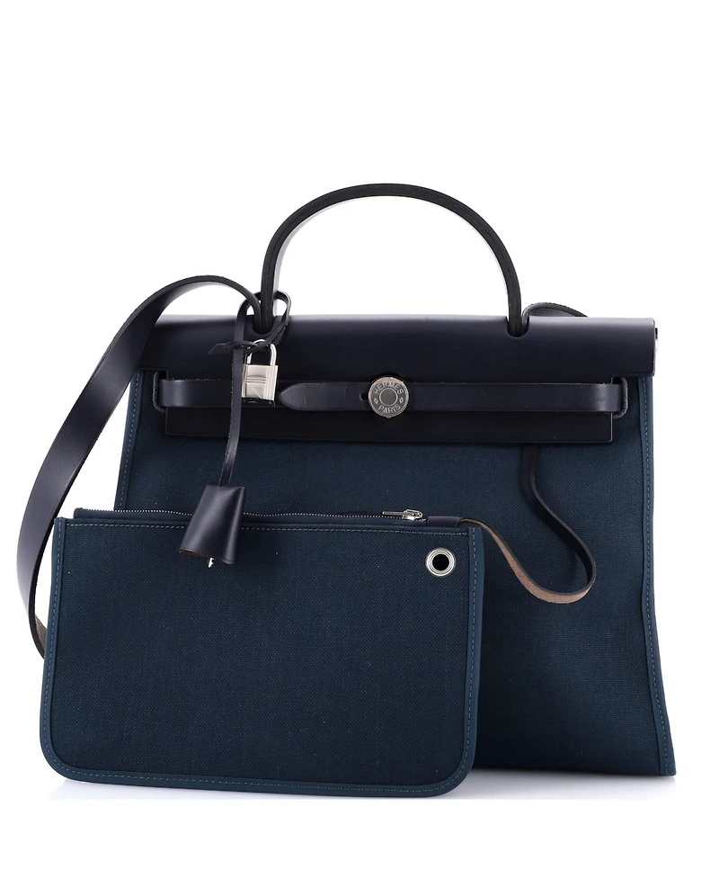 Pre-Owned Hermes 31 Herbag Zip Leather and Toile