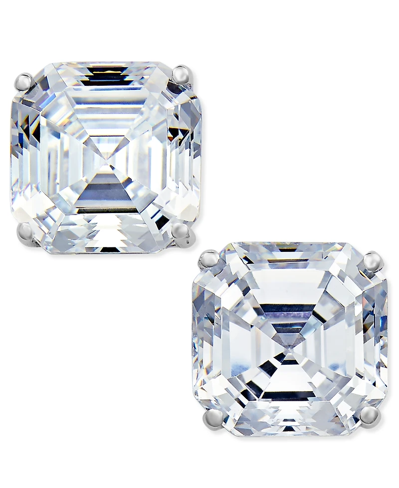 Arabella Cubic Zirconia Asscher Stud Earrings in 14k White Gold, Created for Macy's