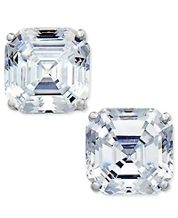 Arabella Cubic Zirconia Asscher Stud Earrings in 14k White Gold, Created for Macy's