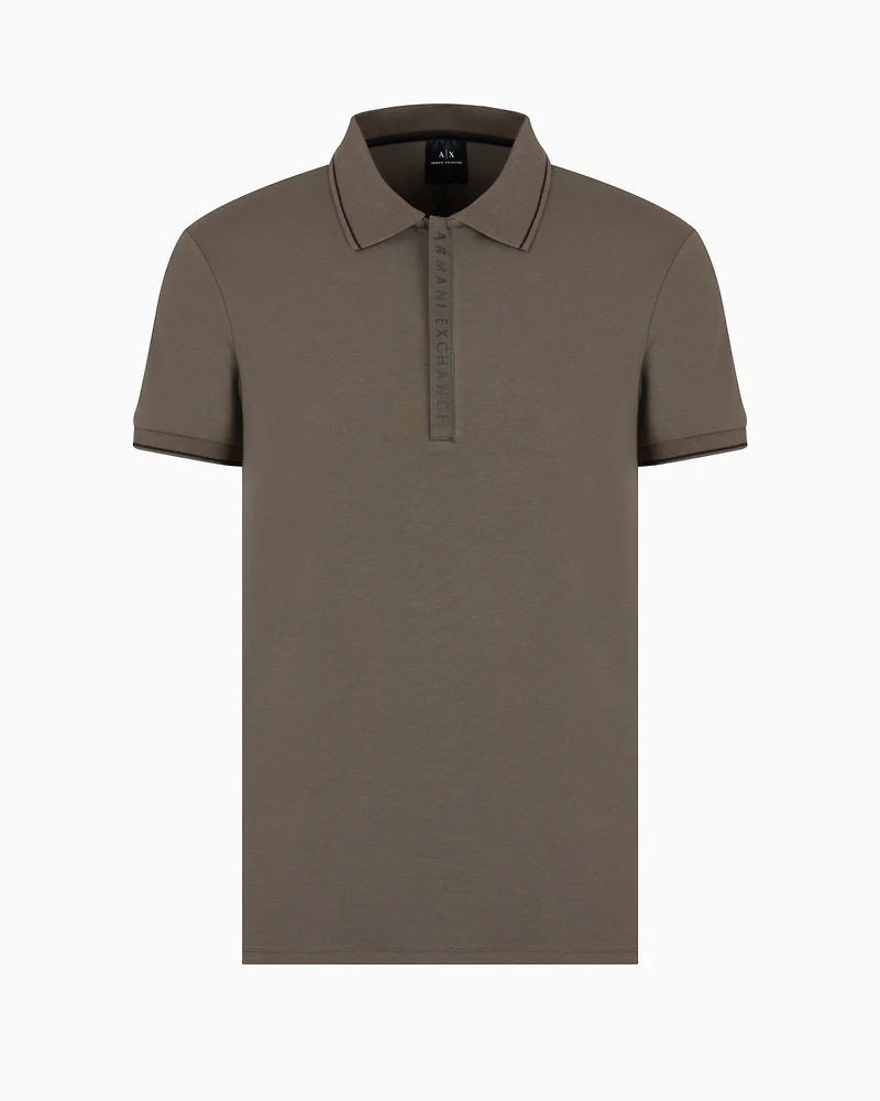 A|X Armani Exchange Men's Short Sleeve Logo-Placket Stretch Polo Shirt